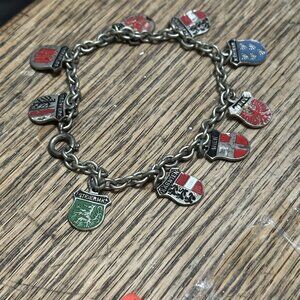 Vintage Bracelet Charm Bracelet German Coat Of Arms Heraldic Silver Tone Metal